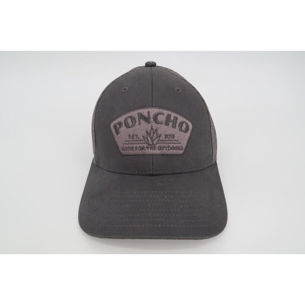 Poncho Outdoors Trucker Hat Mens OSFA Gray Agave Mesh Snapback Fishing Patch Cap